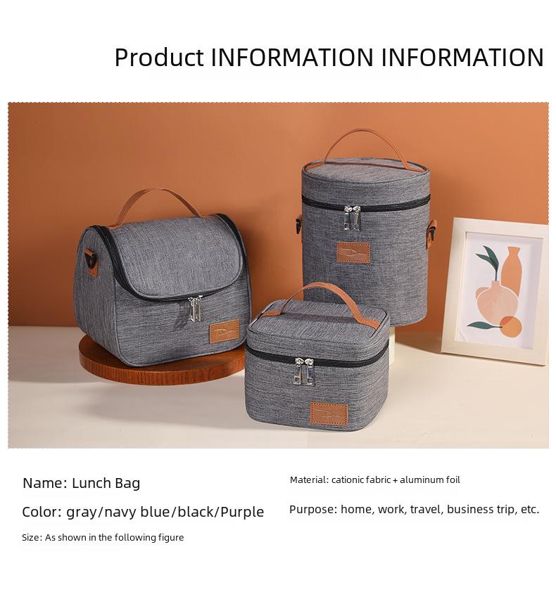 Thickened Insulated Round Lunch Bag - Portable, Large Capacity for Students and Outdoor Use