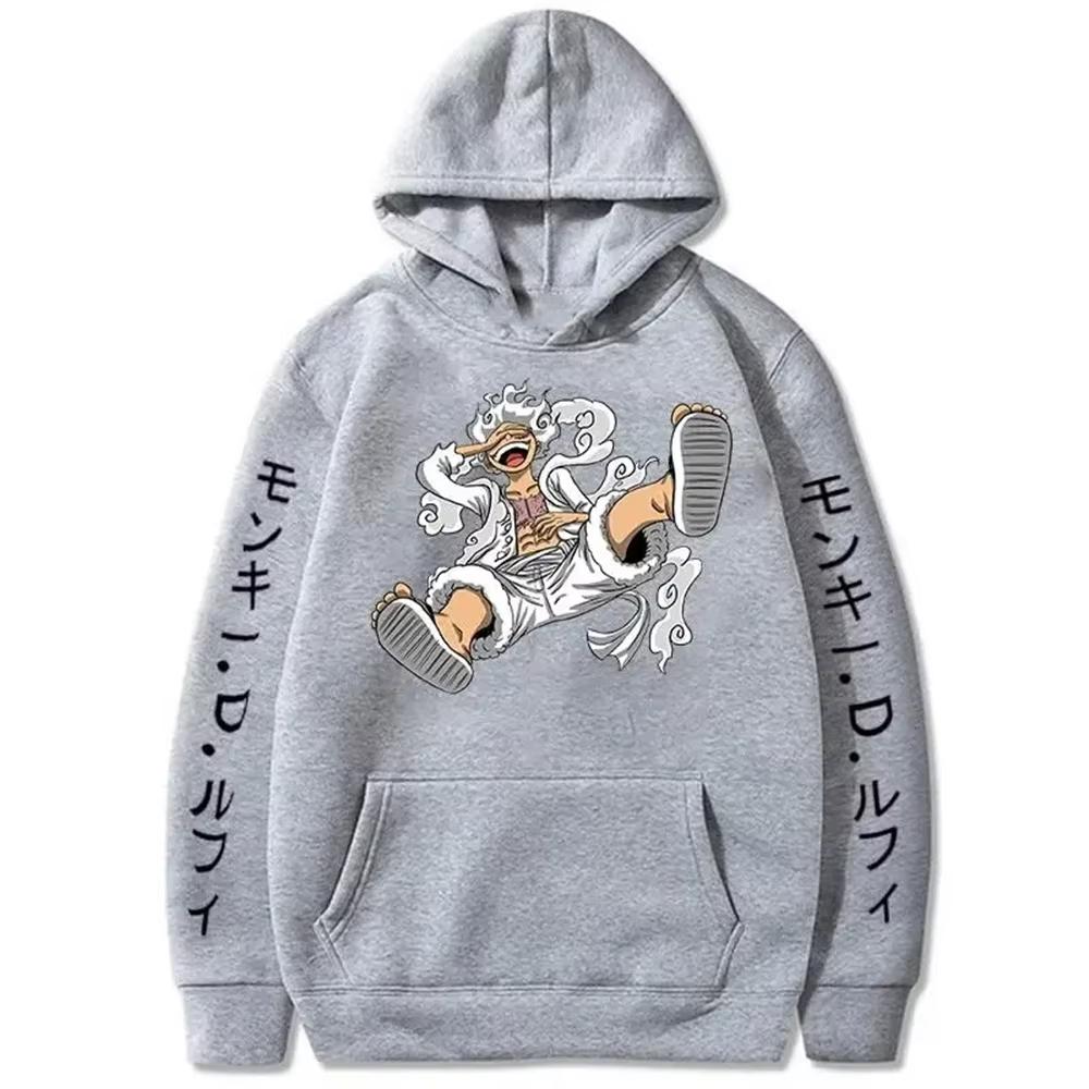 Anime Hoodies for Men ONE PIECE Gear Fifth Fear Luffy Sun Gold Pullover Cotton Hooded Streetwear Sweatshirts