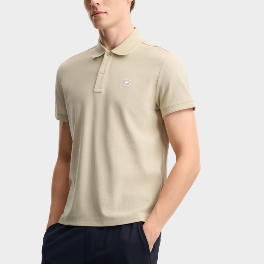 FILA Heritage Minimalist Casual Solid Color Cooling Polo Shirt Men tops Autumn-Brown F11M628101FLK