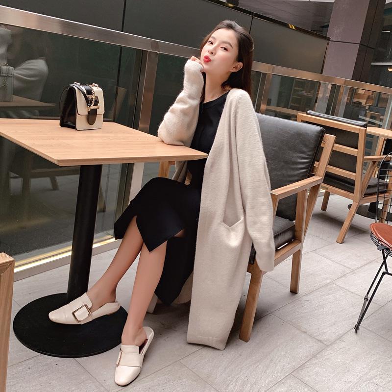 Women's Solid Color Knitted Cardigan Sweater Shawl - Autumn/Winter 2021