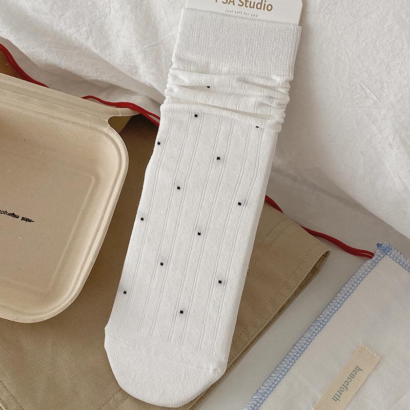 

Women s Autumn and Winter Mid-calf Socks Polka Dot Women s Socks Boneless Pile Socks Cotton Socks 1 pair белый