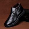 Fashion Winter Waterproof Men's Casual Leather Shoes Flannel High Top Slip-on Warm Winter Shoes for Mens Work Shoes 2024