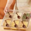 with Lid Ice Powder Box 6-Compartment Fruit Salad Box Seasoning Storage Box  for Spices Powders