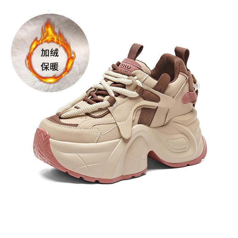

Autumn and winter women s shoes with thick soles, heightening and velvet to keep warm, sports shoes for children, versatile and casual 40