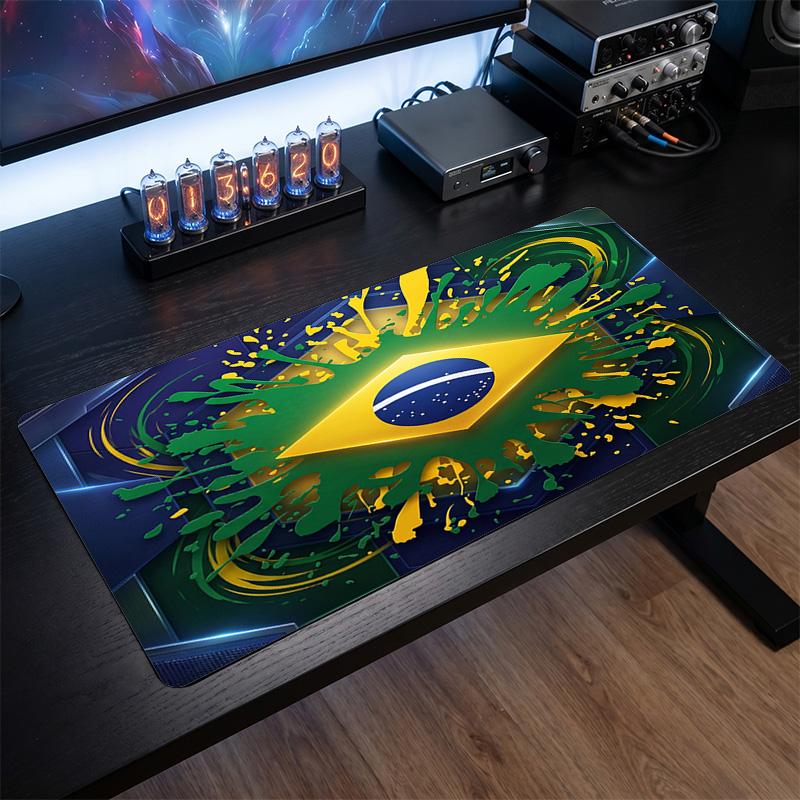 Brazil Football Crest Mouse Pad, Extended Non Slip Rubber Desk Mat for Gaming Office Laptop Fan Gift