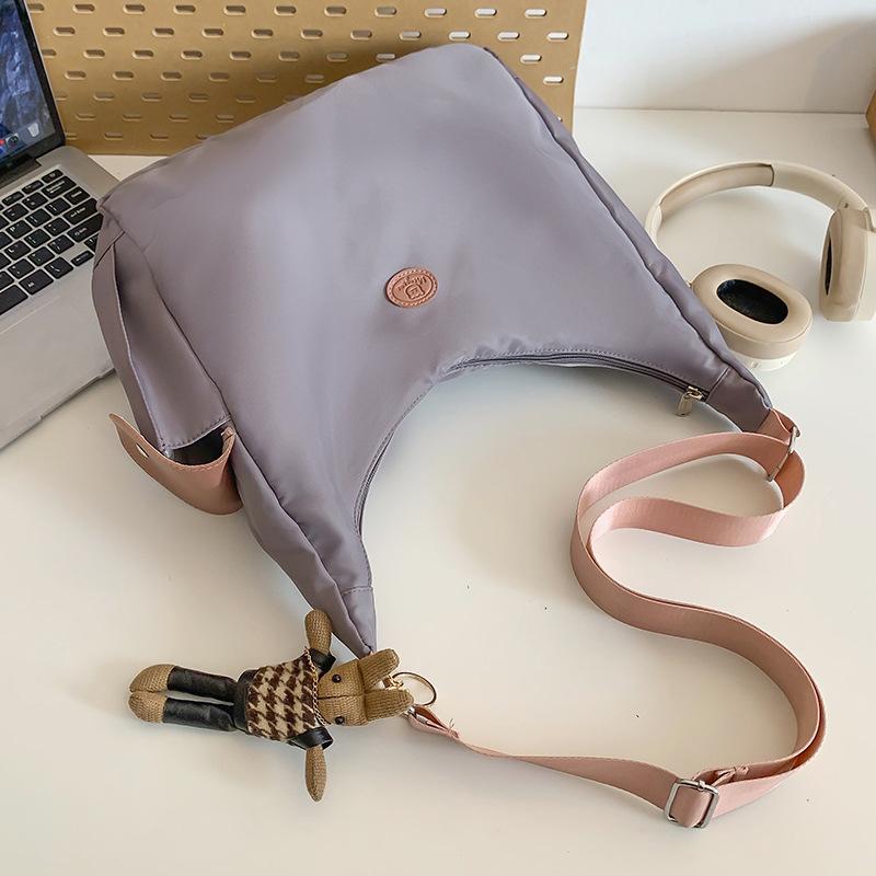 Canvas Bag Women's High End Versatile Niche Dumpling Bag Solid Color One Shoulder Crossbody Bag