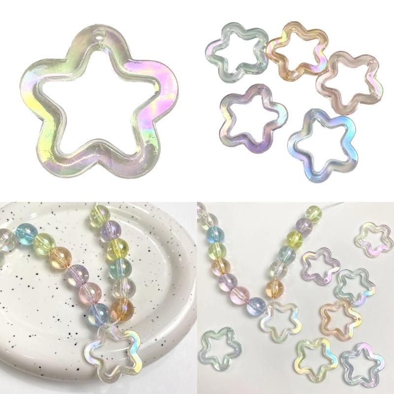 5Pieces 31mm Small Star Shape Pendant with Hole Crystal Star Loose Beads for Jewelry Making DIY Crfat Muitcolor Beads