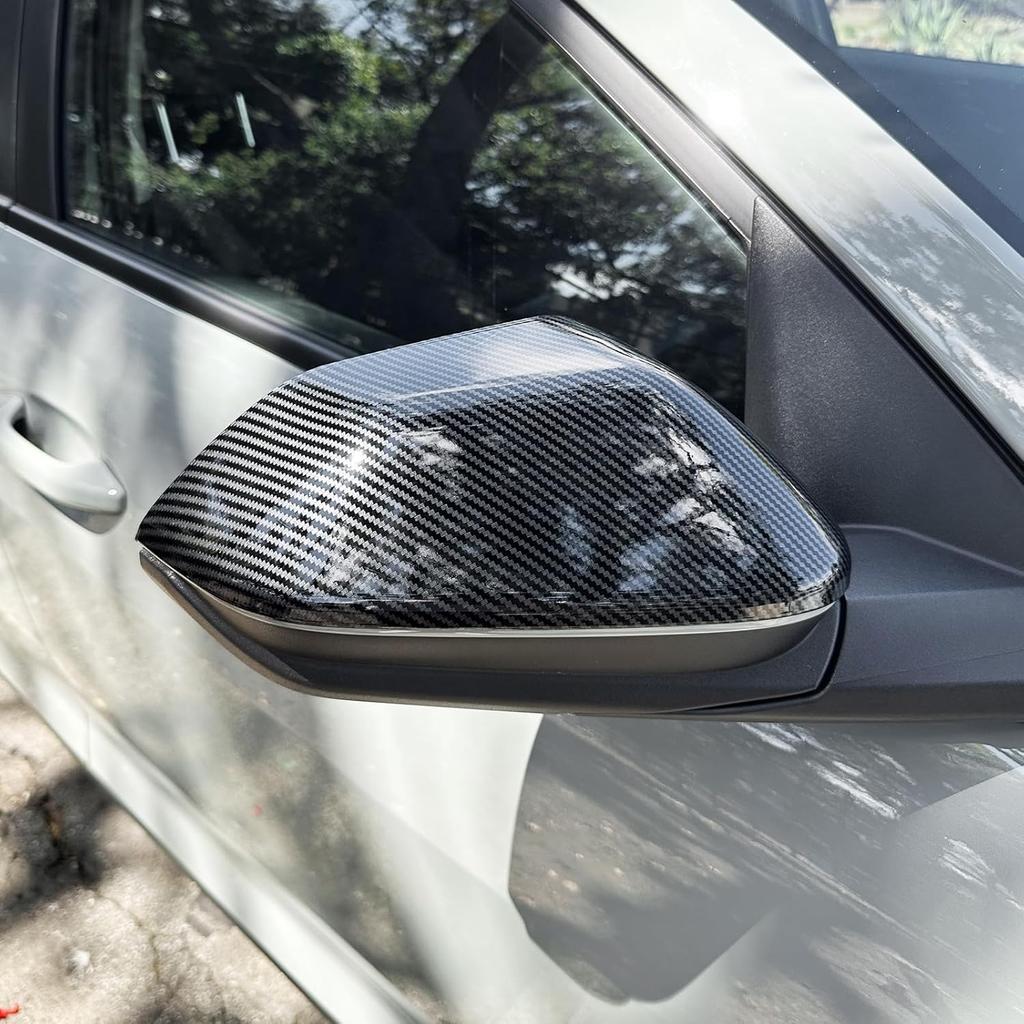 ABS Car Exterior Mirror Cover Side Rear View Mirror Covers Caps Compatible with Kia K4 2025-2026 Accessories (Carbon Fiber Style)