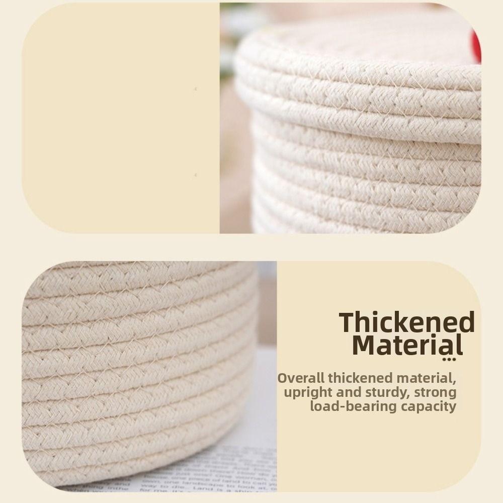 Large Capacity Storage Basket Hand Woven Desktop Organizer Cotton Thread Basket  Desktop Use