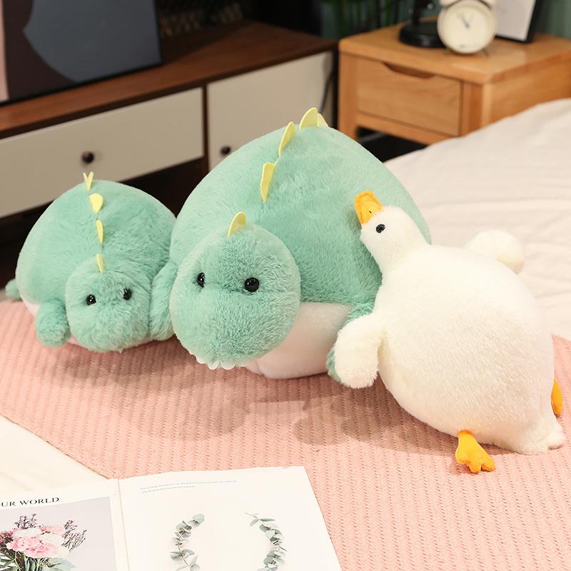 1 buc. Jucărie de pluș de dinozaur dolofan Kawaii păpușă moale umplută de gâscă albă pernă drăguță cu animale decor cadou pentru prieteni, copii, fete