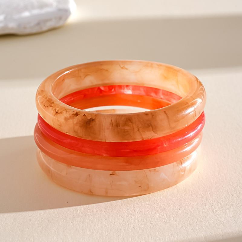 Y2K Boho Vintage Resin Bangle Women Wide Round Bracelet Dopamine Color Statement Wrist Jewelry For Daily Party Wear Accessories
