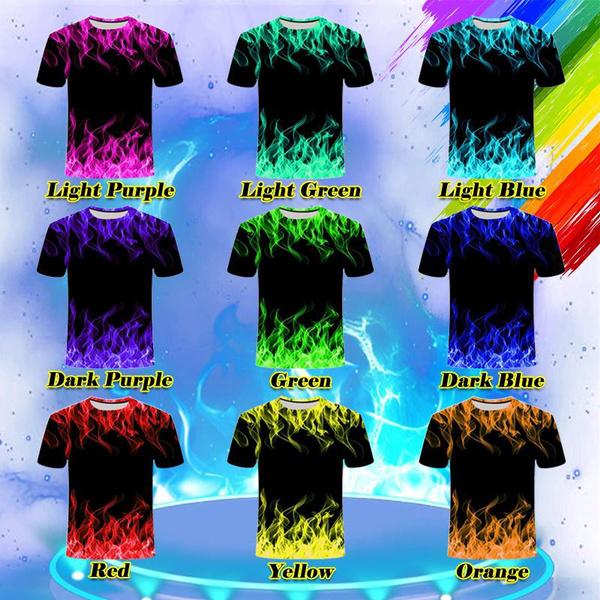 Fantastisk Herr 3D-tryckt Cool T-shirt Kortärm O-hals Casual Hipster Lös T-shirt Personlighet Visuell Låga