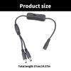 5.5x2.1mm DC5521 Y Splitter Power Cable Female to Double Male Extension with Switcher for LED and CCTV 37CM