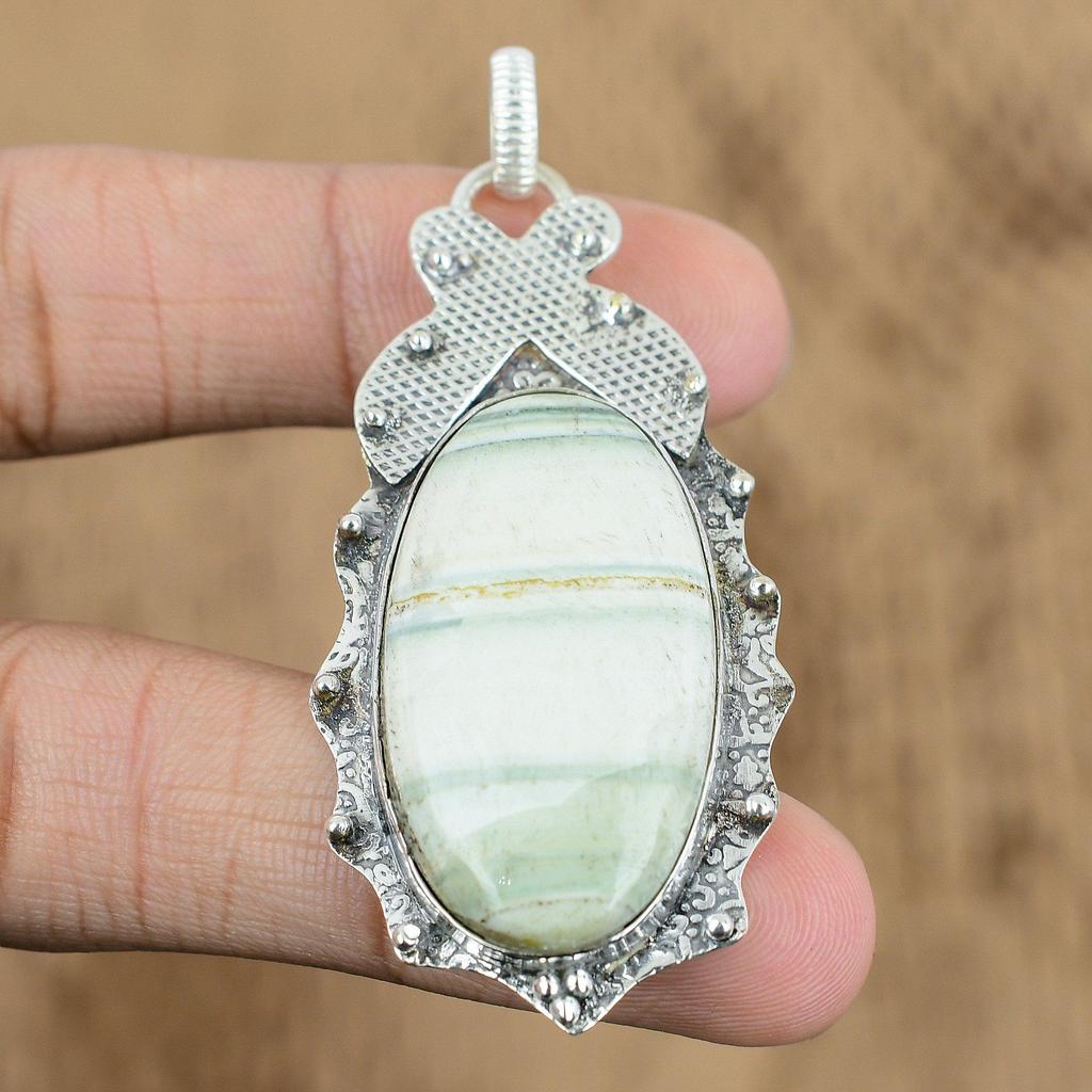 Natural Blue Rhodochrosite Gemstone Pendant 925 Sterling Silver Indian Jewelry