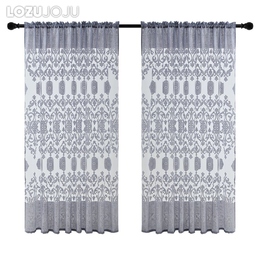 1 STÜCK LOZUJOJU Modische Tüllvorhänge im europäischen Stil mit ausgehöhltem Design und Tüllvorhängen für Wohnzimmer, Schlafzimmer, Heimdekoration
