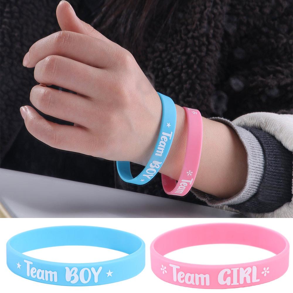 20pcs Flat Printed Team Bride Bracelet Silicone Team Boy Girl Wristband  Baby Shower Decoration