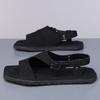 Men Black Sandals Slippers Handmade Simple Flats Summer Roman Sandals Open Toe Beach Shoes Plus Size
