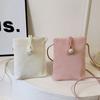 Pu Leather Small Square Bag Pearl Crossbody Bag Simple Shoulder Bag  Girls