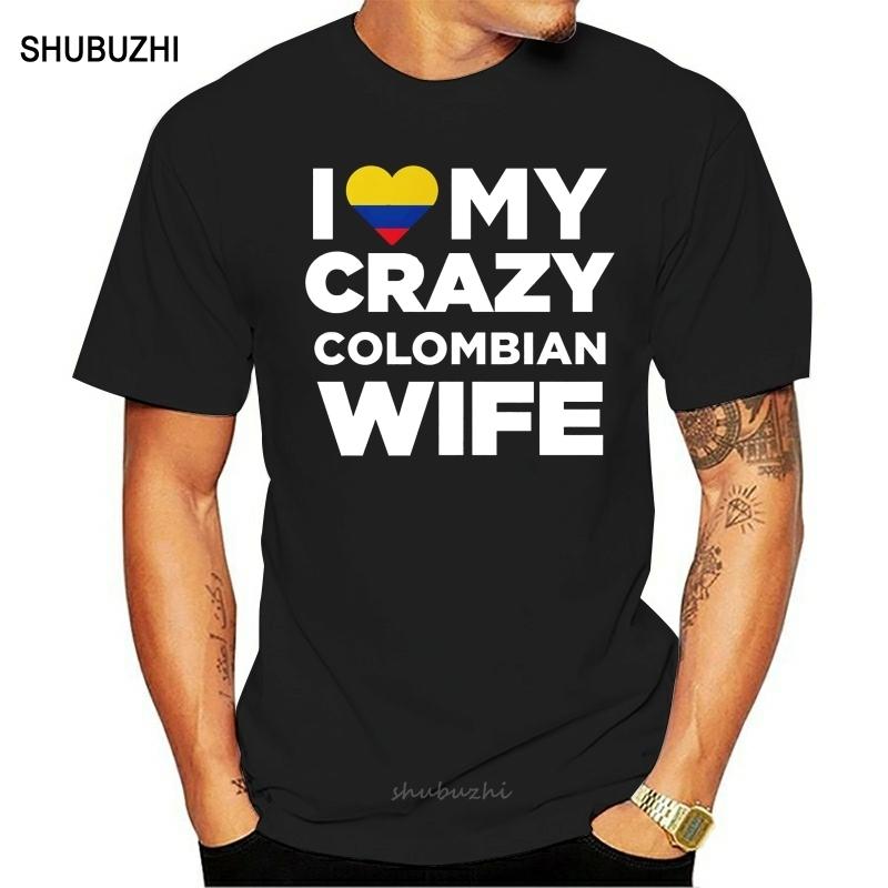 I Love My Crazy Colombian Wife Colombia Native T Shirt Tee Shirt Homme Tshirt Men Funny coat clothes tops S разноцветный