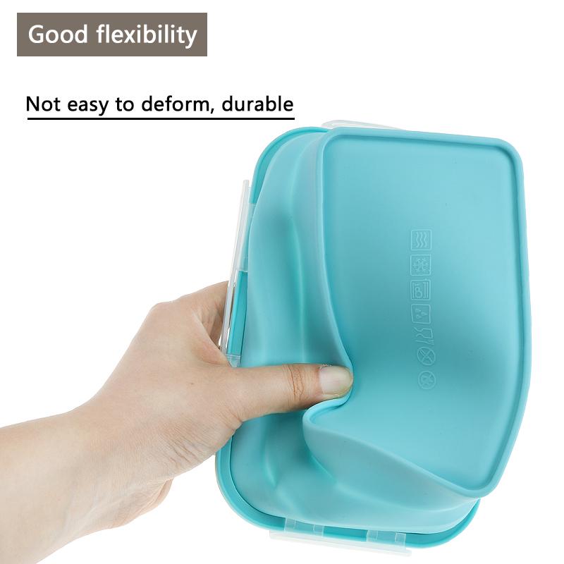 4Pcs Silicone Bento Box Rectangle Folding Lunch Bowl Food Storage Container Box 350 500 800 1200 ML
