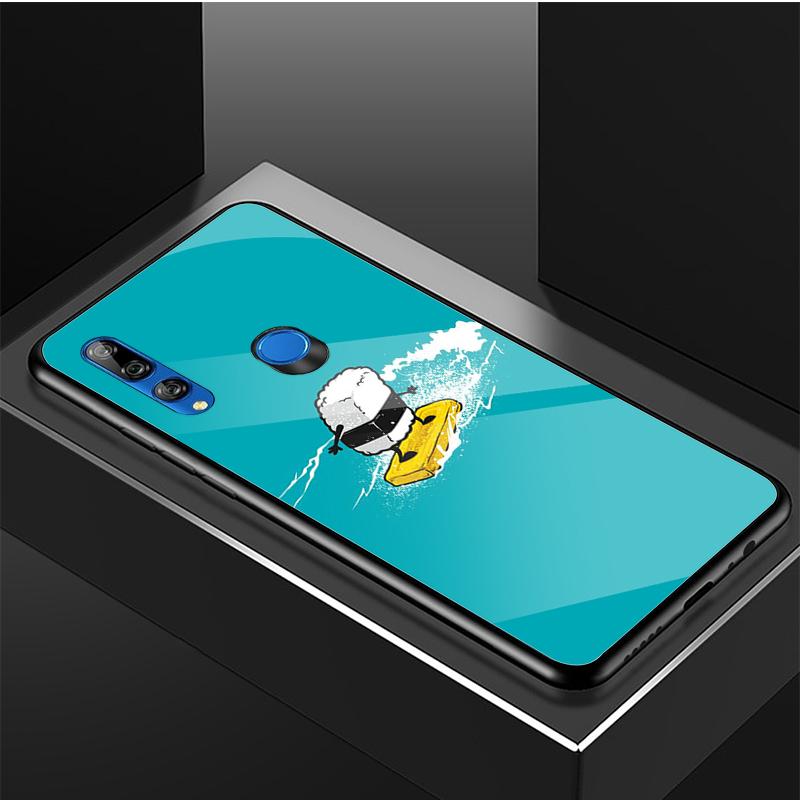 Kreskówkowe sushi Hartowane Szkło Etui na Telefon Dla Huawei honor 8X 9 10i 20i 20Lite 20Pro 30 Pro Pokrowiec
