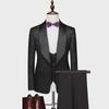 2023 Men's Green Collar Jacquard Suit, Single Button, 3-Piece, Large Size, Ideal for Weddings and Special Occasions.