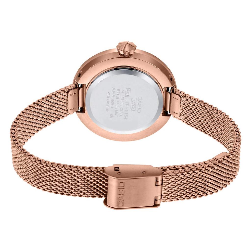 Casio Metal Enticer Analog Rose Gold Dial Band Color Rose Rose Gold Strap Women's LTP-E154MPG-4Adf (A1852), - Gold, Analog,