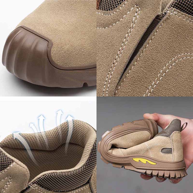 Oulylan Outdoor Anti-puncture Labor Shoes Steel Toe Anti Smash Work Sneakers Wear Resistant Lightweight Safety Boots for Men