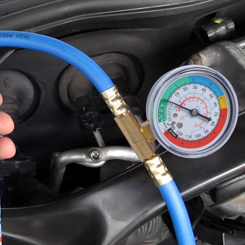 R134A Car AC Air Conditioning Refrigerant Recharge Measuring Hose with Pressure Gauge Pressure Gauge Measuring Kit Reparing Tool