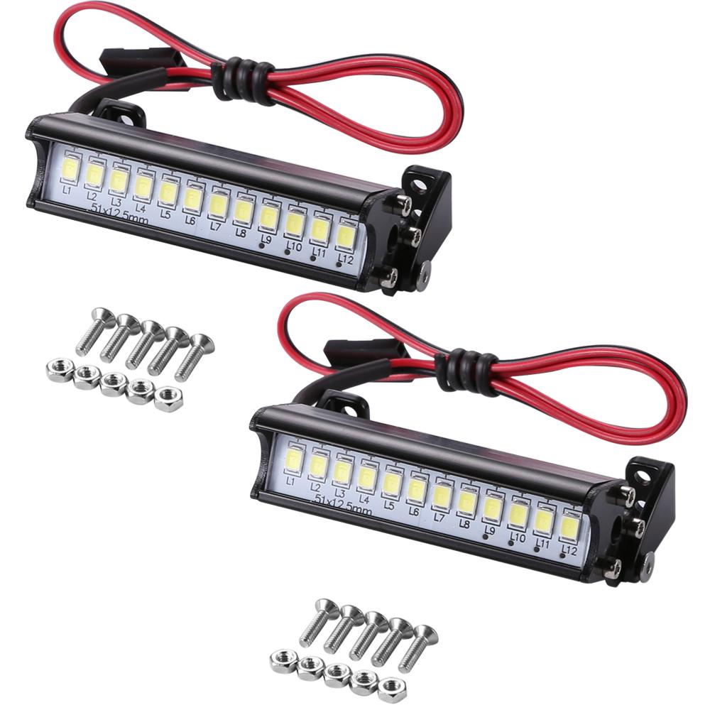 Universal 55mm 12 LED Hight Bright Light Model Truck Roof Lamp Bar for 1/10 RC Climbing Car Model Accessories