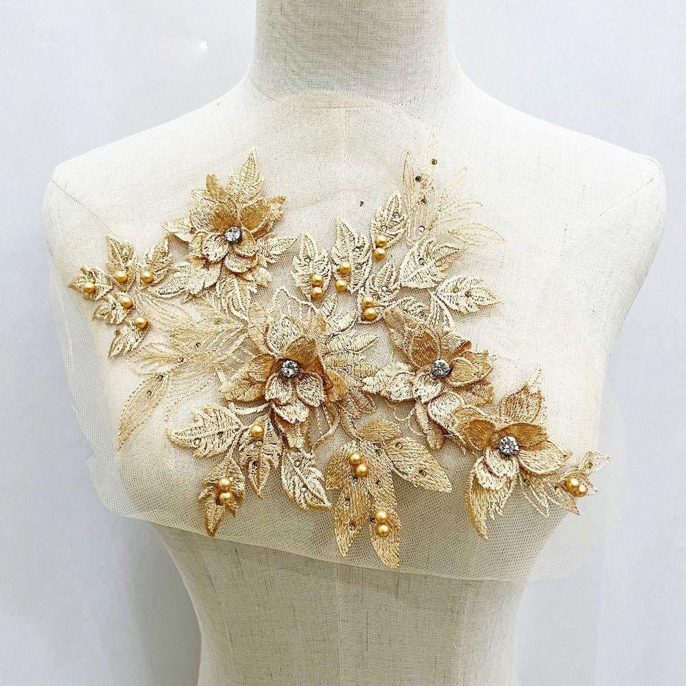 DIY 3D Embroidery Patches Handmade Lace Fabrics Applique Fashion Embroidered Floral Patches