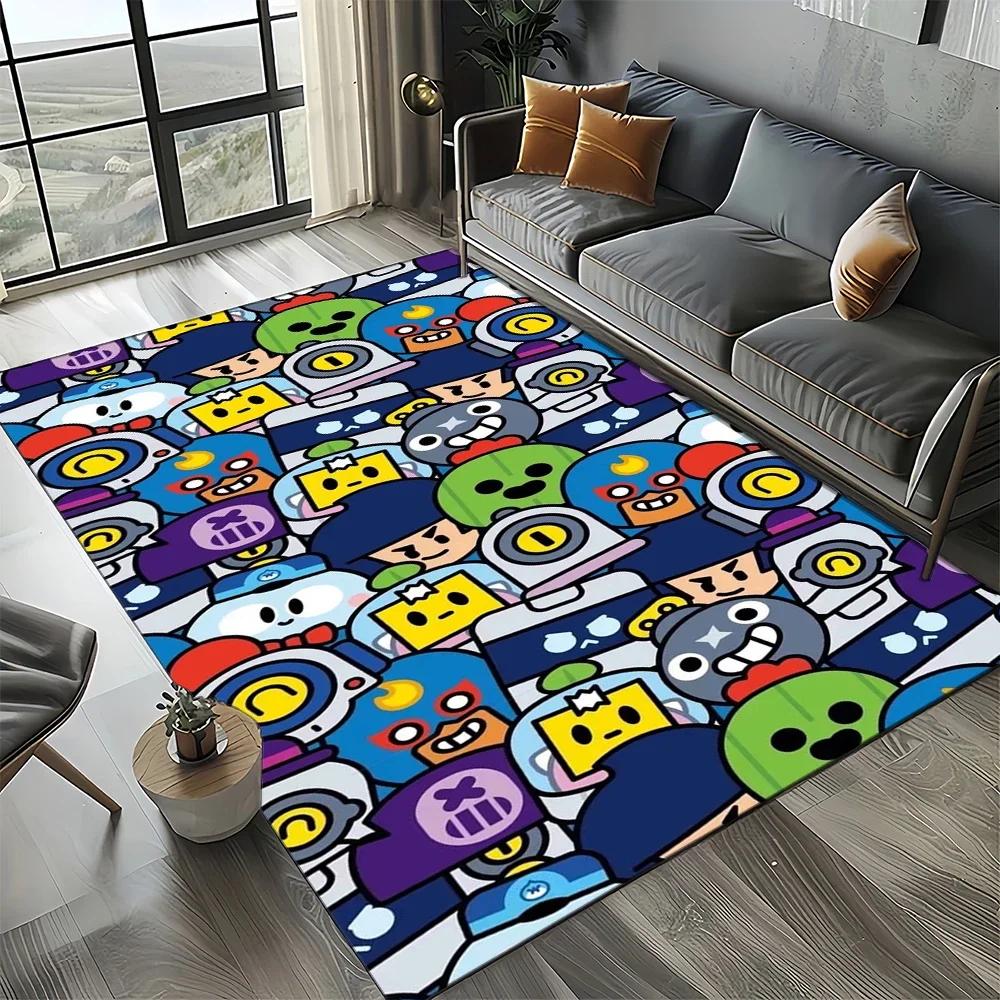 2025 New Style Brawlls Game Cartoon Game Carpet Rug for Living Room Bedroom Home Sofa Decoration,Kids Non-slip Floor Mat