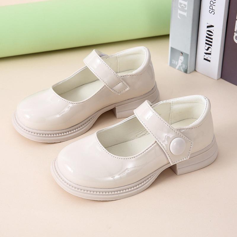 Girls’ Leather Shoes, Spring/Autumn New Arrival, British Style Black Soft-Soled Children’s Shoes, White College Style Flats, Kids’ Princess Shoes