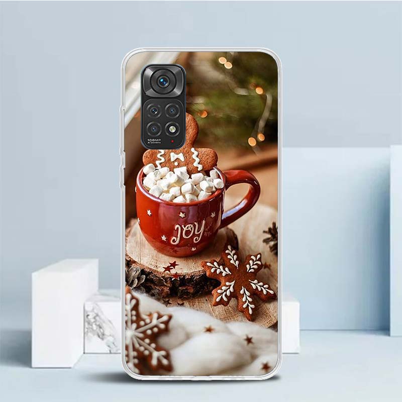 Vinterkaffe Jul Fodral för Xiaomi Redmi Note 15 14 13 12 Pro Plus Fodral 14S 11S 11T 11E 10S 10 4G Mönster Skal Redm
