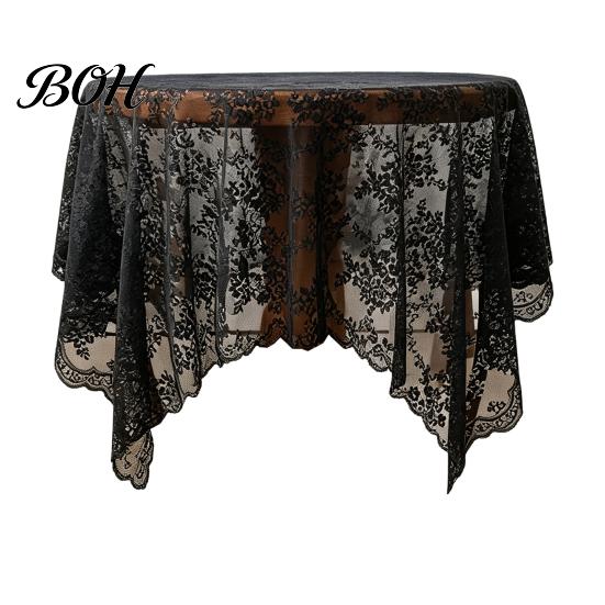 Anti-wrinkle Tablecloth Lace Tablecloth, Floral Table Cover, Retro Scalloped Oval Cover for Dining Table, Rustic Wedding Party Bridal Shower