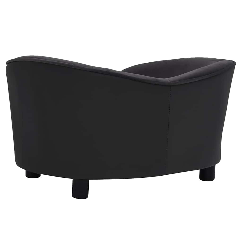 Pet Sofa In Black 69 X 49 X 40 Cm Plush and Faux Leather