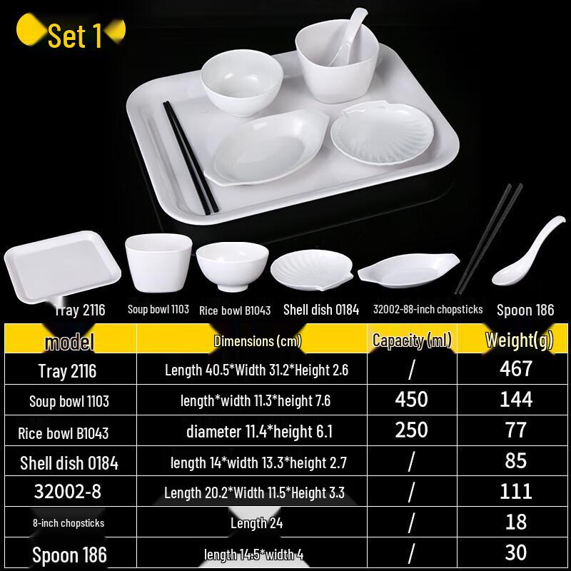 Huì Huáng Chinese Style 10-Piece Melamine Tableware Set