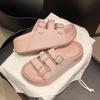 Thick-soled slippers women's outer wear 2025 summer new fashion casual retro buckle casual one-word cool slippers