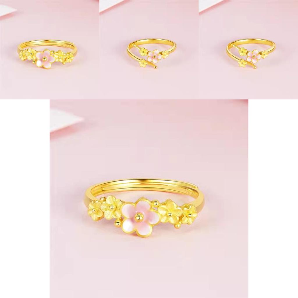 Trendy Adjustable Copper Gold Plated Ring In Flower Design For Stylish Women Accessories