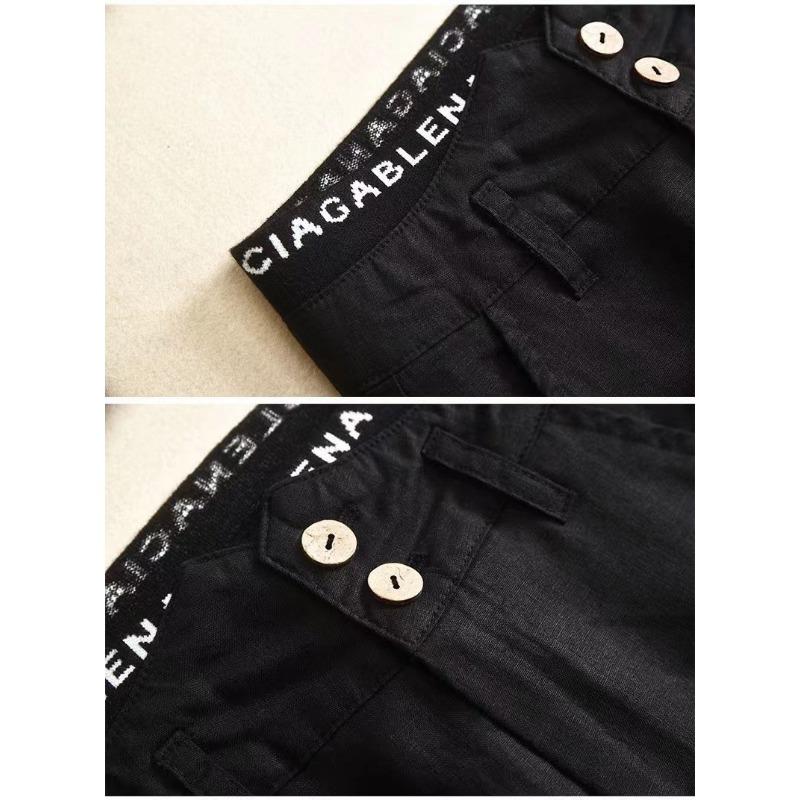 High-waisted Letter Elastic Waist Baggy Slimming Pants
