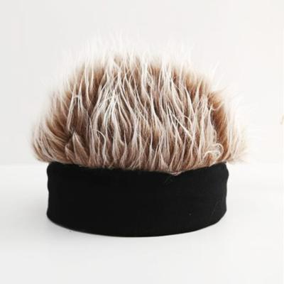Gorro con peluca creativa, divertido gorro de pelo corto para mujeres y hombres, novedoso gorro de hip hop callejero con pinchos, gorro retro divertido con pelo falso.