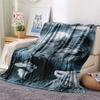 1PC Gray wolf Print Flannel Blanket, High quality Comfortable for All Seasons, Home Decor, Warmth and Comfort