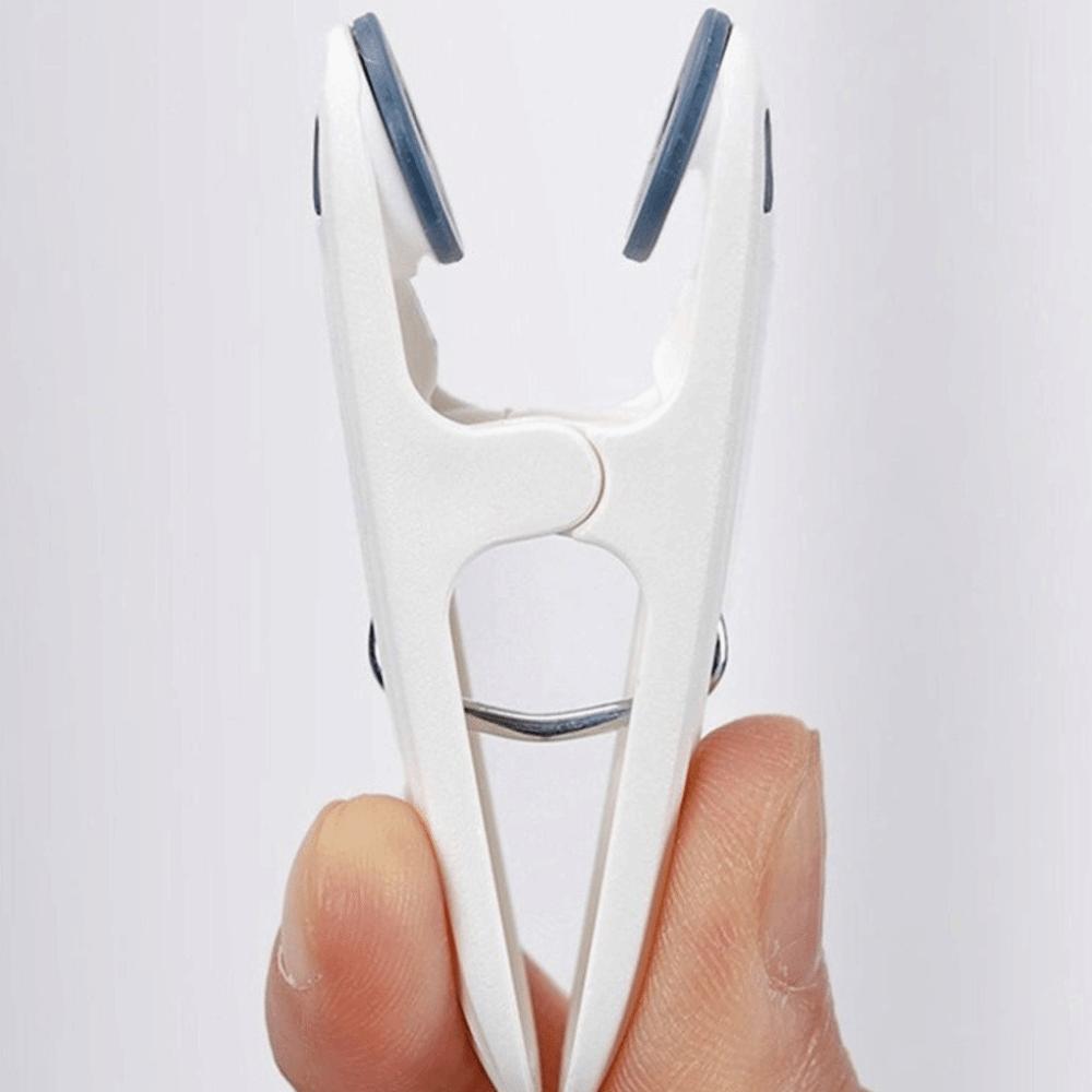 12 pcs/set Plastic Material Drying Rack Non-slip Design Fine White Windproof Fixed Clip Soft Rubber Non-marking Clip