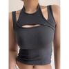 Asymmetrical Crop Top Y2k E-girl Hollow Out Knitted Corset Top Sleeveless O Neck Mini Vest Basic Casual Sporty  Summer