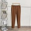 Spring and Autumn Korean Edition British Business Casual High Waist Button Straight Fit Solid Color Nine Split Suit Pants