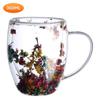 250/350Ml Fillings Dry Flowers Double Wall Glass Cup with Handle Heat Resistant Tea Coffee Mug Cups Espresso Milk Mug Gift