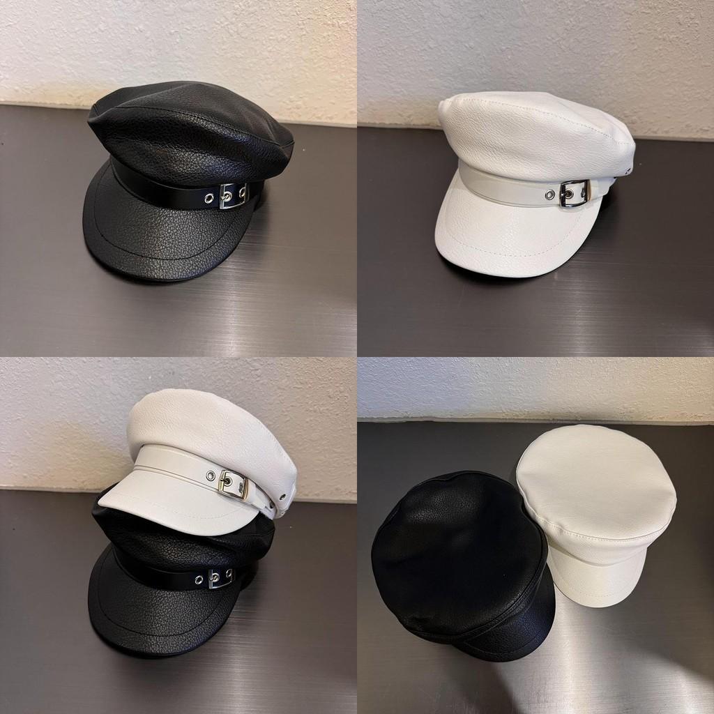 Retro Beret Hat For Women Pu Leather Sunshade And Warmth For Spring And Fall