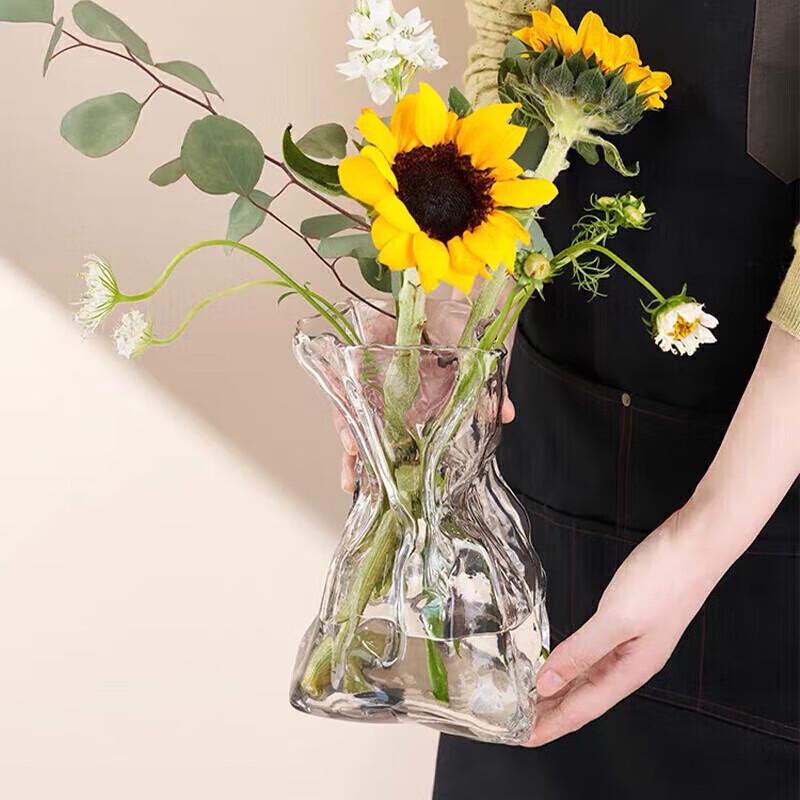 Origami Style Transparent Glass Vase