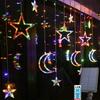 V-Dank LED Solar Illumination Lights, Star and Moon String Lights, Curtain Lights, Icicles, IndoorOutdoor, 138 Bulbs, 3.5m, 8 Modes, Remote Control,