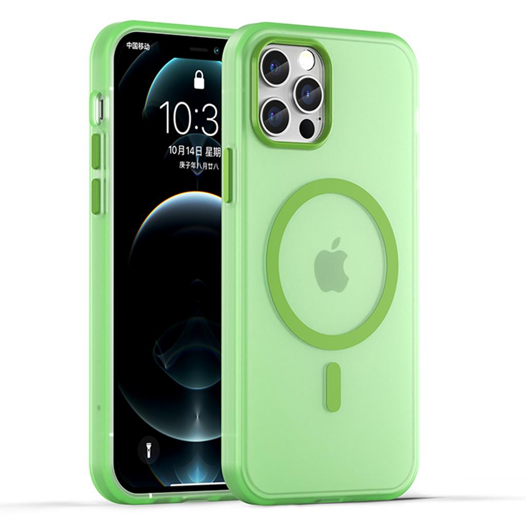 For iPhone 12 Pro Max 6.7 Inch Magnetic Case Translucent Matte TPU+PC Phone Cover Compatible with MagSafe